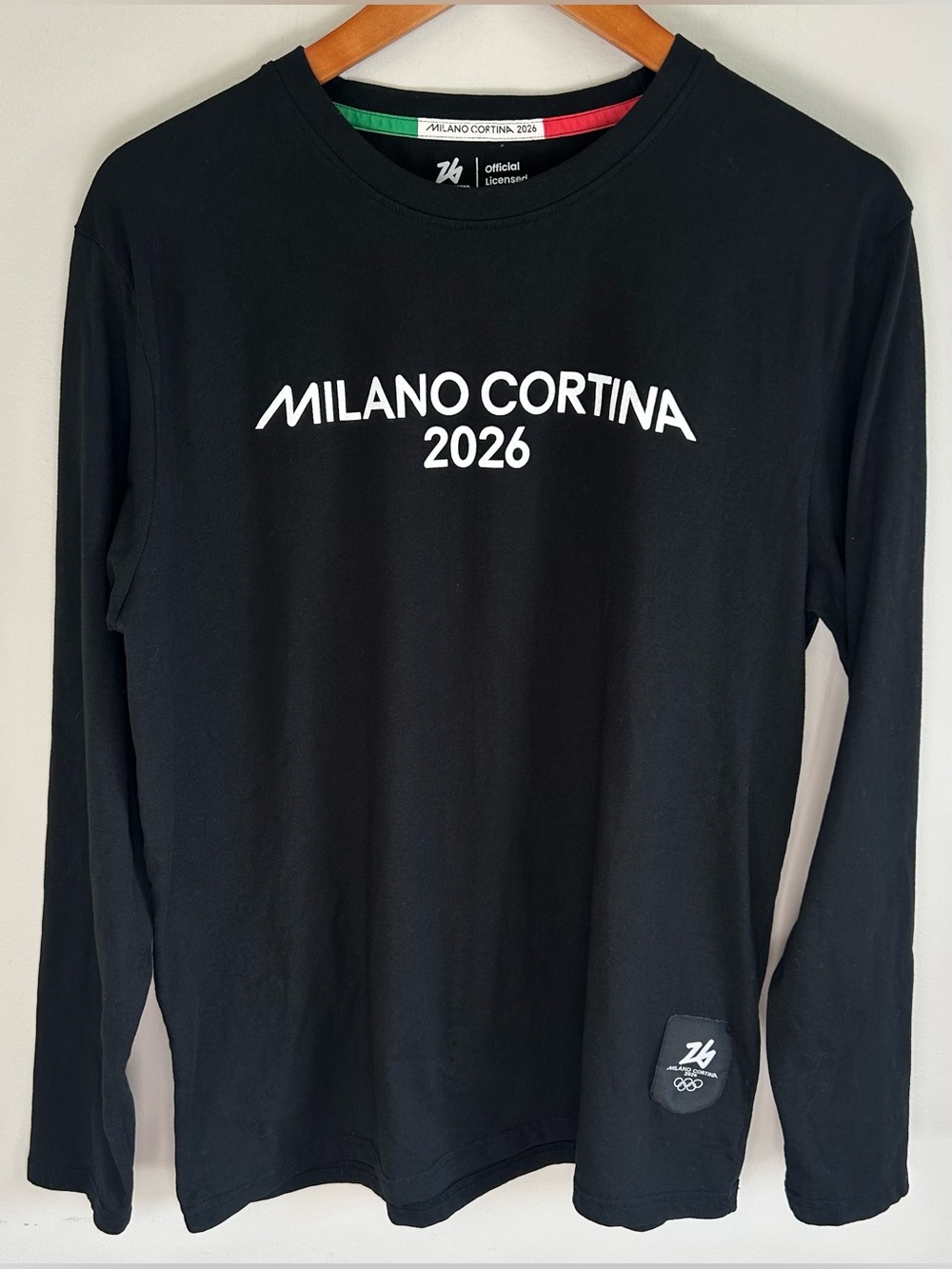 Milano Cortina 2026 Winter Olympics Mens Black Long Sleeve Shirt Sz L Official